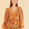  YELLOW PALMS PARTY RUFFLE BLOUSE