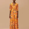  YELLOW PALMS PARTY SHORT SLEEVE MAXI DRESS