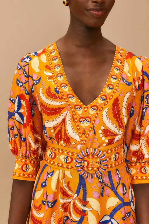  YELLOW PALMS PARTY SHORT SLEEVE MAXI DRESS