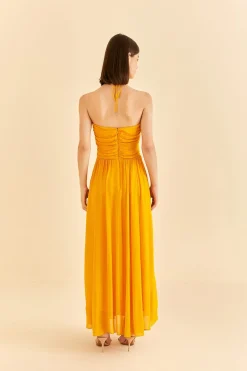  YELLOW SLEEVELESS MAXI DRESS WITH SUN BUCKLE