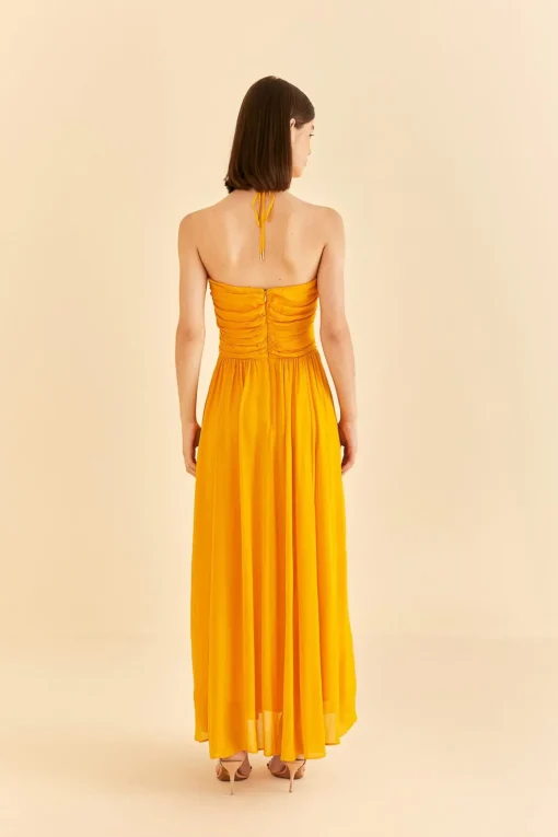  YELLOW SLEEVELESS MAXI DRESS WITH SUN BUCKLE