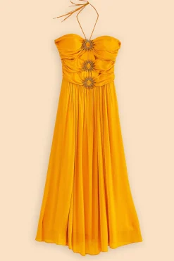  YELLOW SLEEVELESS MAXI DRESS WITH SUN BUCKLE